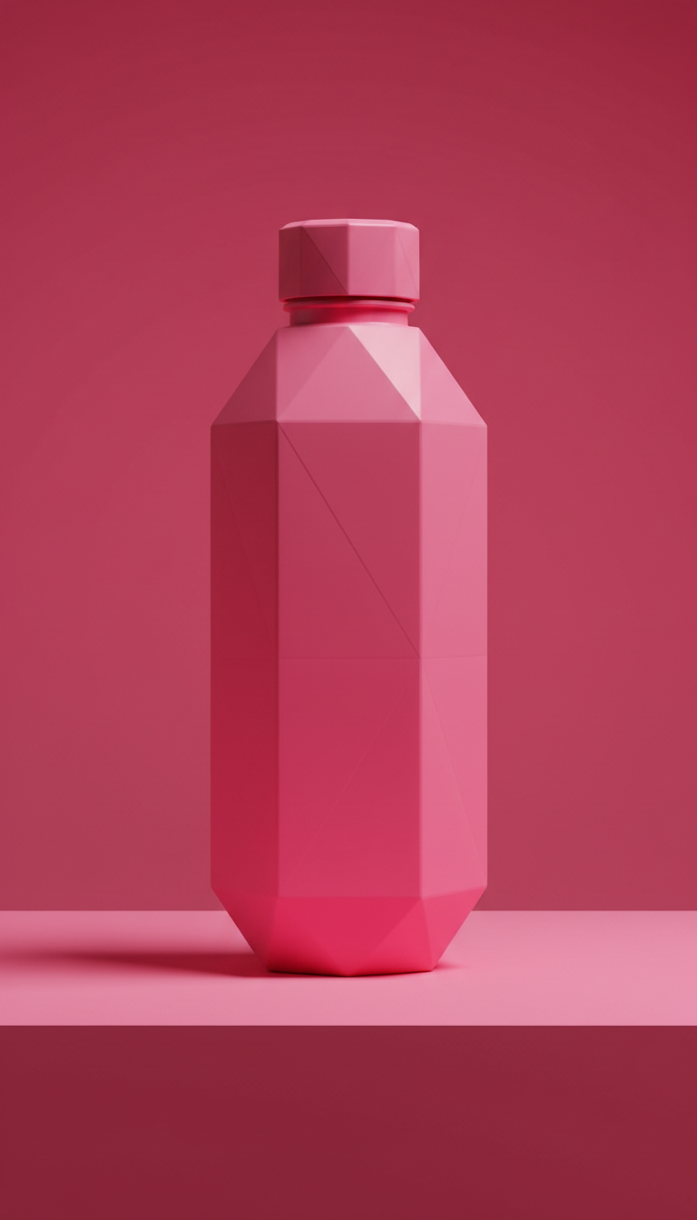 Hot Pink Geometric Water Bottle